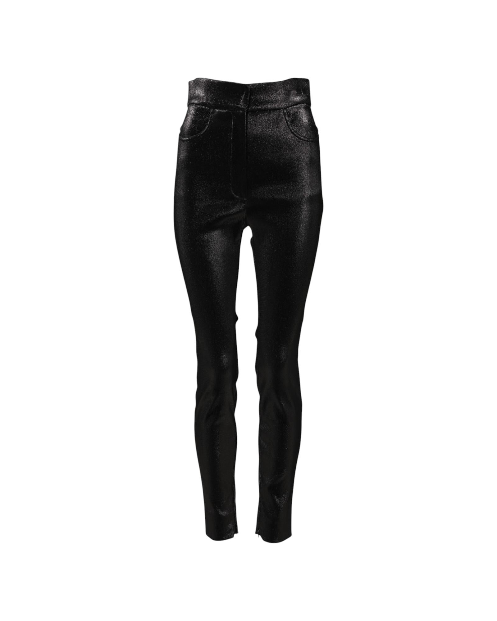 Dolce & Gabbana Metallic Finish Skinny Pants Women Black Jeans & Pants