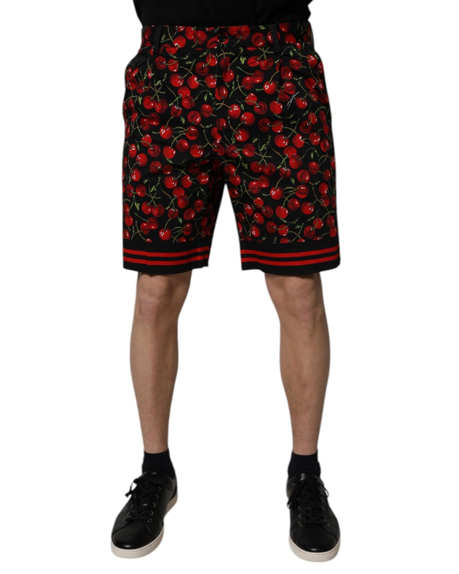 Dolce & Gabbana Cherry Print Shorts Men Black And Red