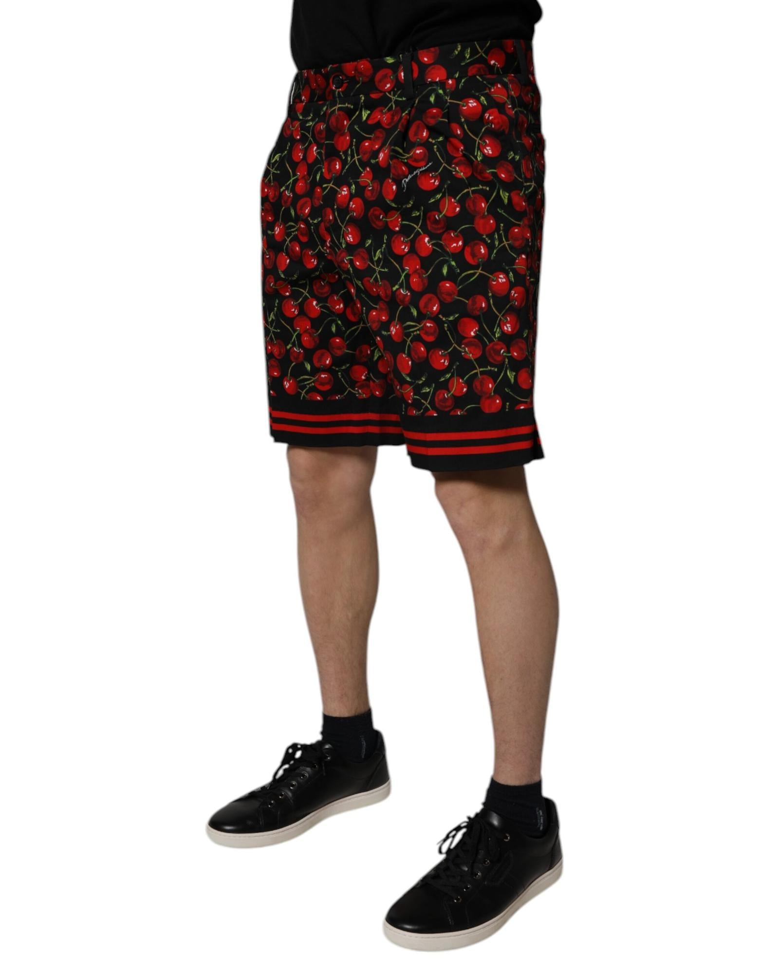 Dolce & Gabbana Cherry Print Shorts Men Black And Red