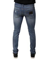 Dolce & Gabbana Slim Fit Ripped Jeans Men Blue Pants