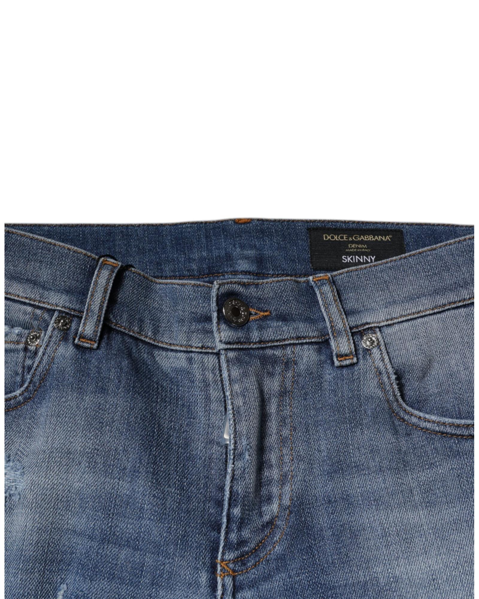 Dolce & Gabbana Slim Fit Ripped Jeans Men Blue Pants