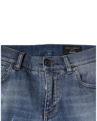 Dolce & Gabbana Slim Fit Ripped Jeans Men Blue Pants