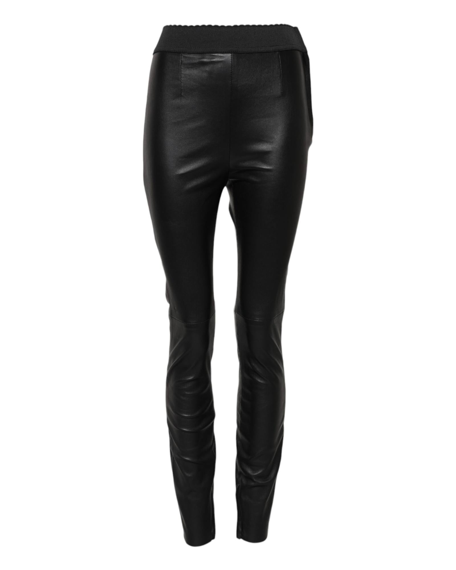 Dolce & Gabbana Leather Slim Pants Women Black Jeans & Pants