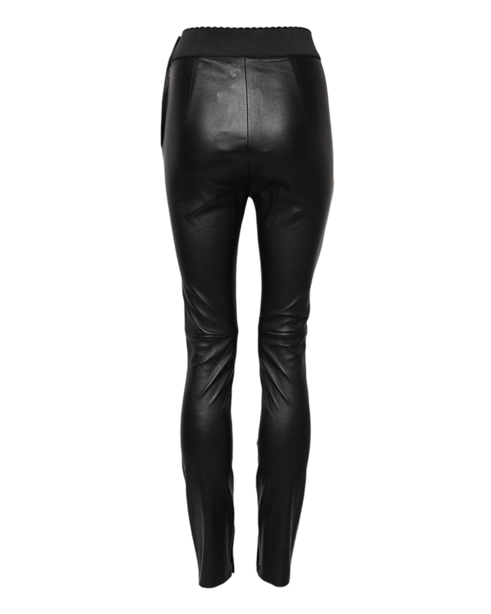 Dolce & Gabbana Leather Slim Pants Women Black Jeans & Pants