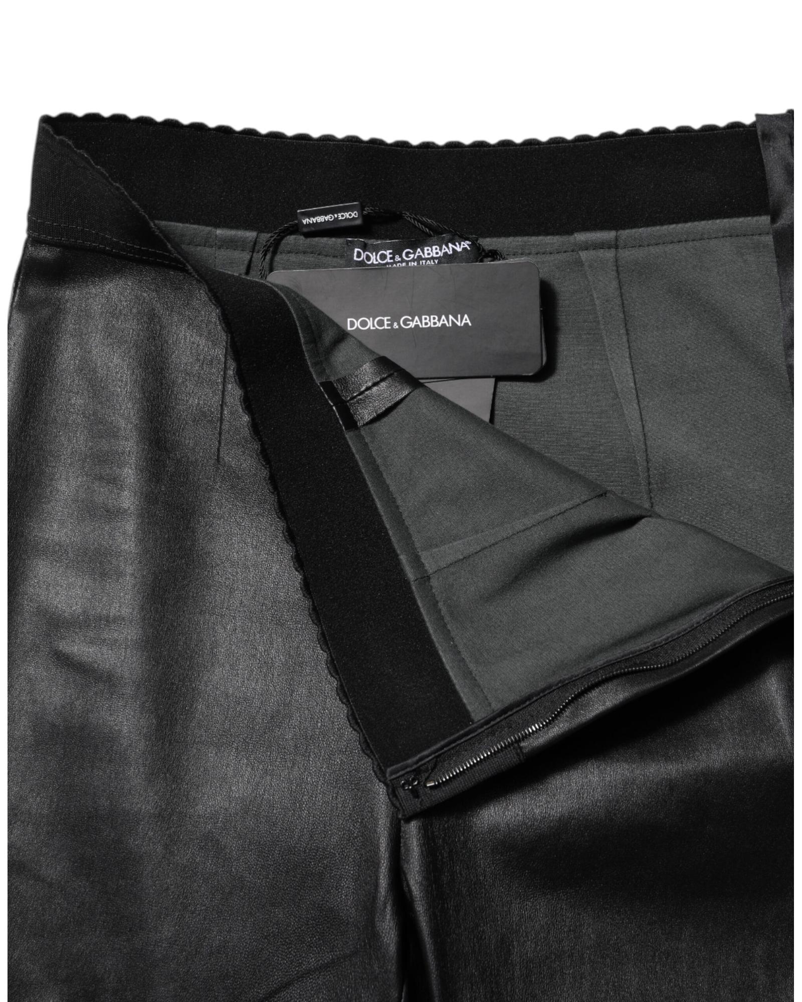 Dolce & Gabbana Leather Slim Pants Women Black Jeans & Pants