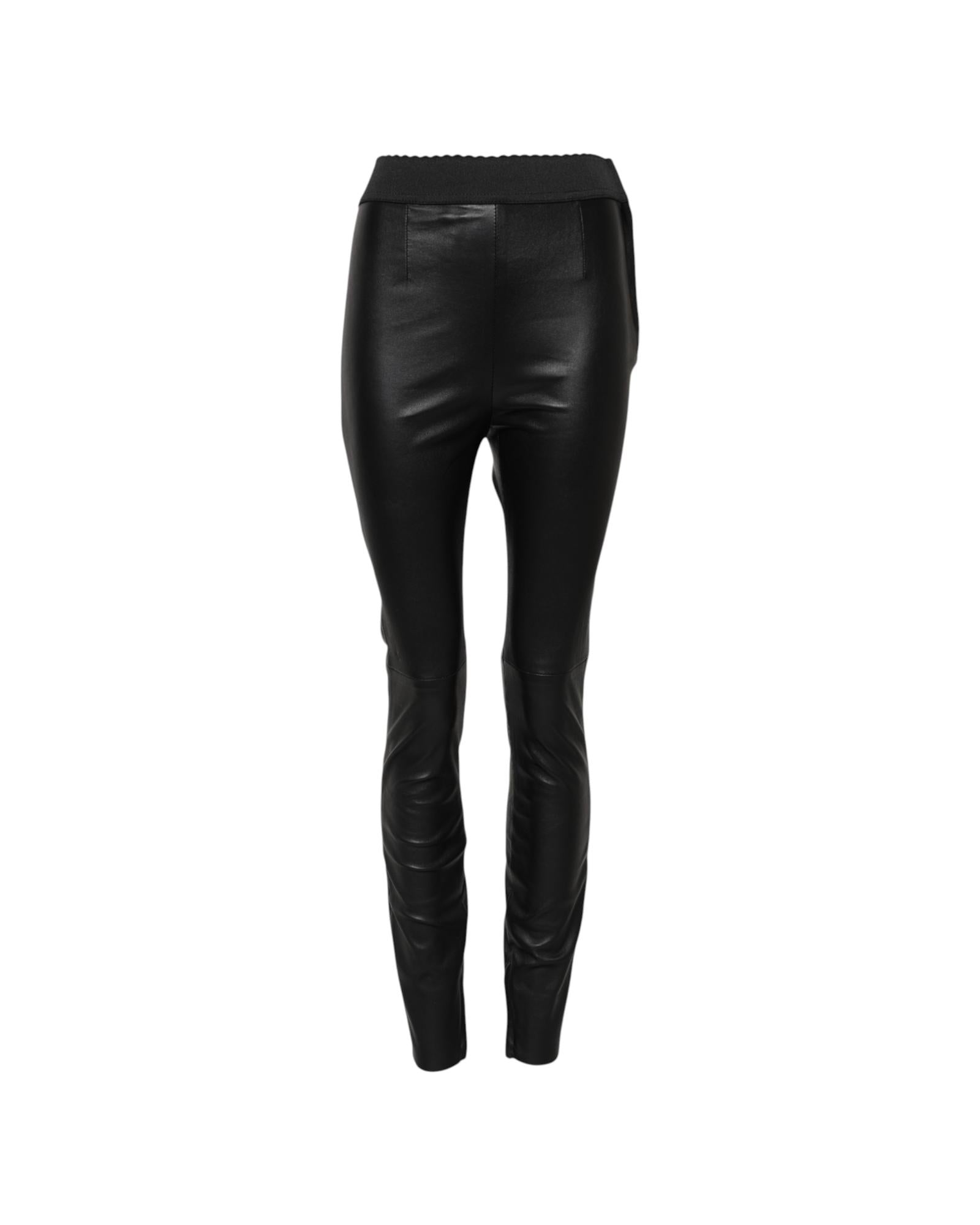 Dolce & Gabbana Leather Slim Pants Women Black Jeans & Pants