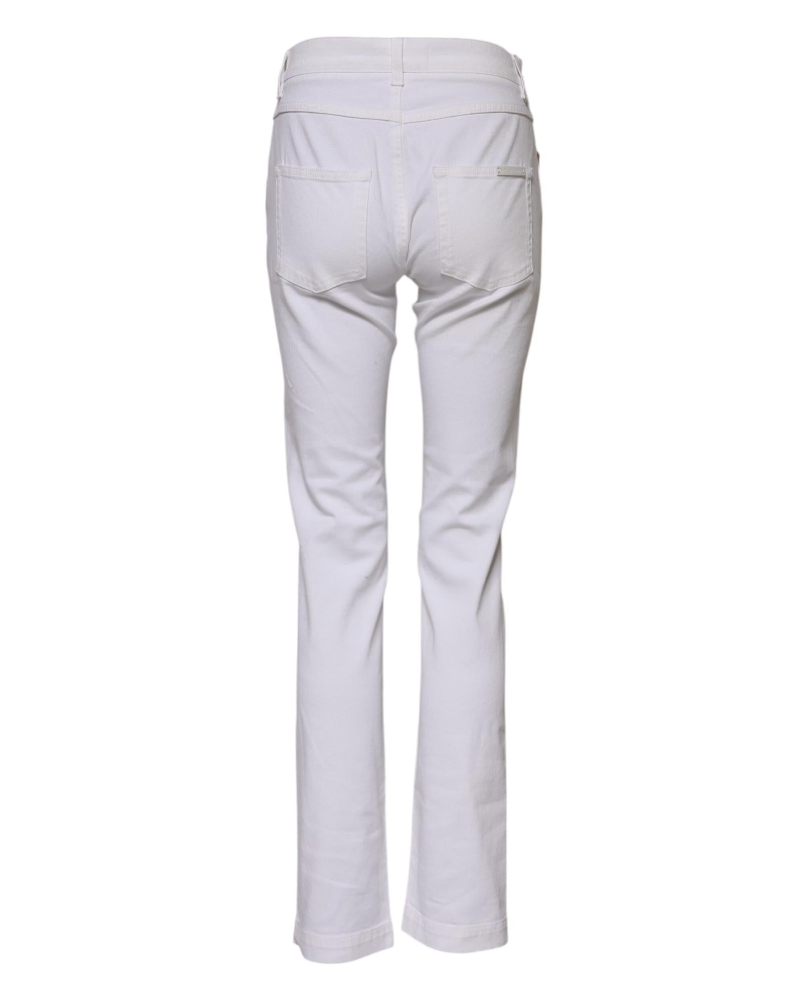Dolce & Gabbana Floral Embroidered Jeans Women White Jeans & Pants
