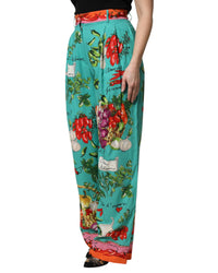 Dolce & Gabbana Vegetable Print Wide Leg Pants Women Green