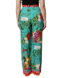 Dolce & Gabbana Vegetable Print Wide Leg Pants Women Green