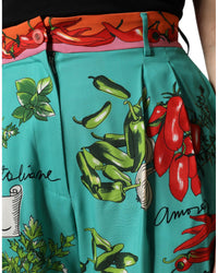 Dolce & Gabbana Vegetable Print Wide Leg Pants Women Green