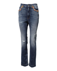 Dolce & Gabbana Embellished Denim Jeans Women Blue Jeans & Pants