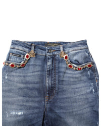 Dolce & Gabbana Embellished Denim Jeans Women Blue Jeans & Pants