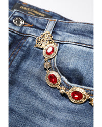 Dolce & Gabbana Embellished Denim Jeans Women Blue Jeans & Pants