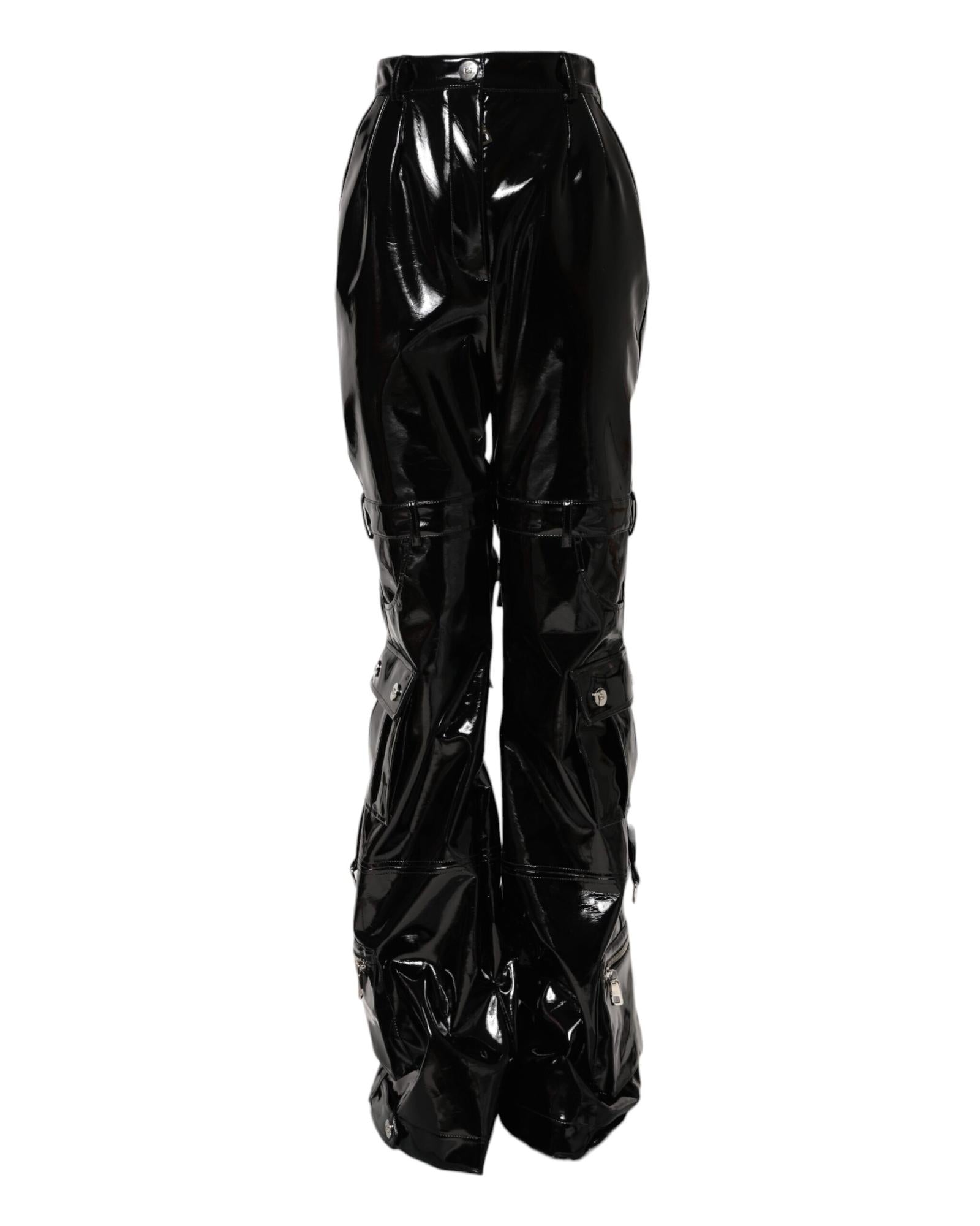 Dolce & Gabbana Cargo Style Shiny Pants Women Black Jeans & Pants
