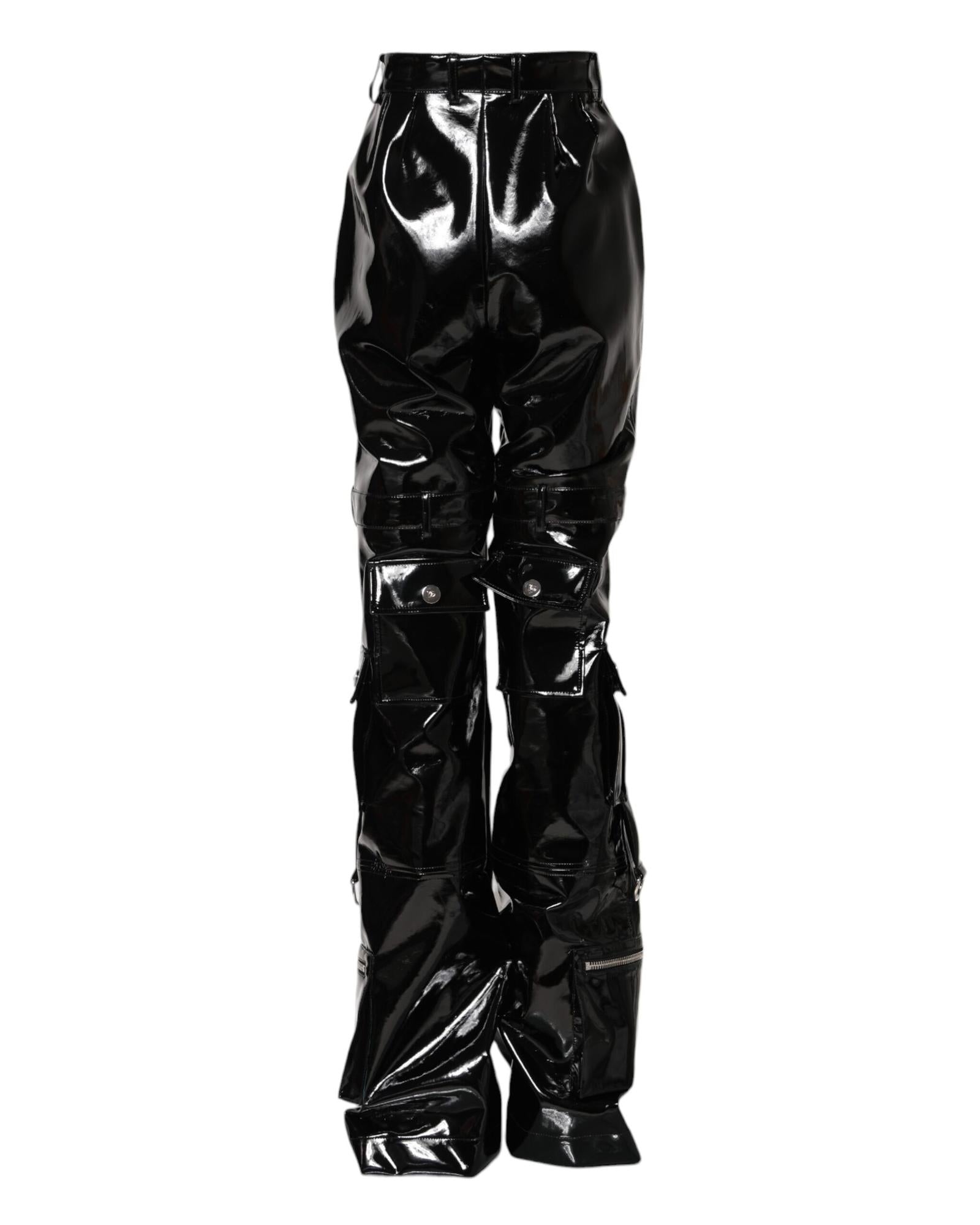 Dolce & Gabbana Cargo Style Shiny Pants Women Black Jeans & Pants