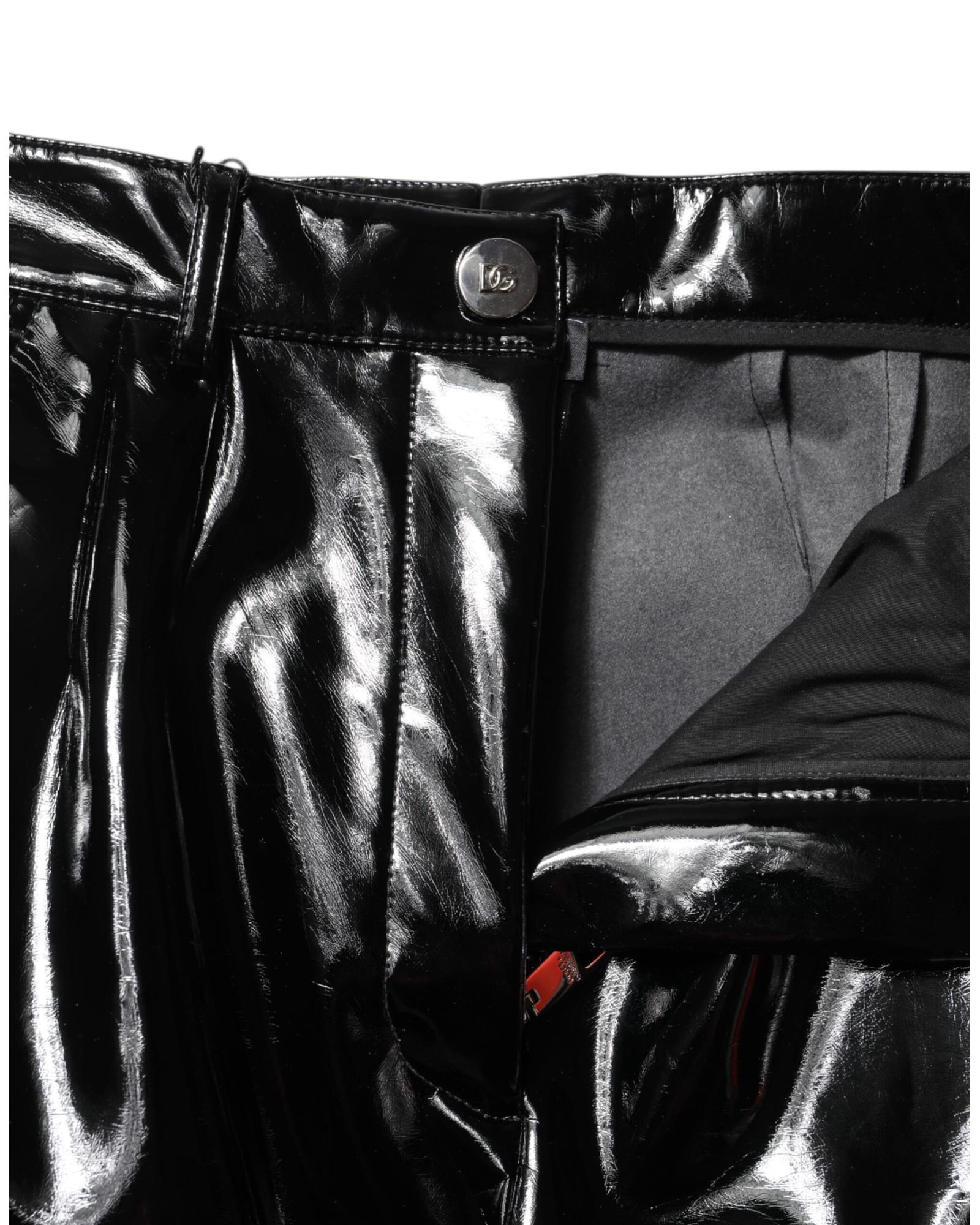 Dolce & Gabbana Cargo Style Shiny Pants Women Black Jeans & Pants