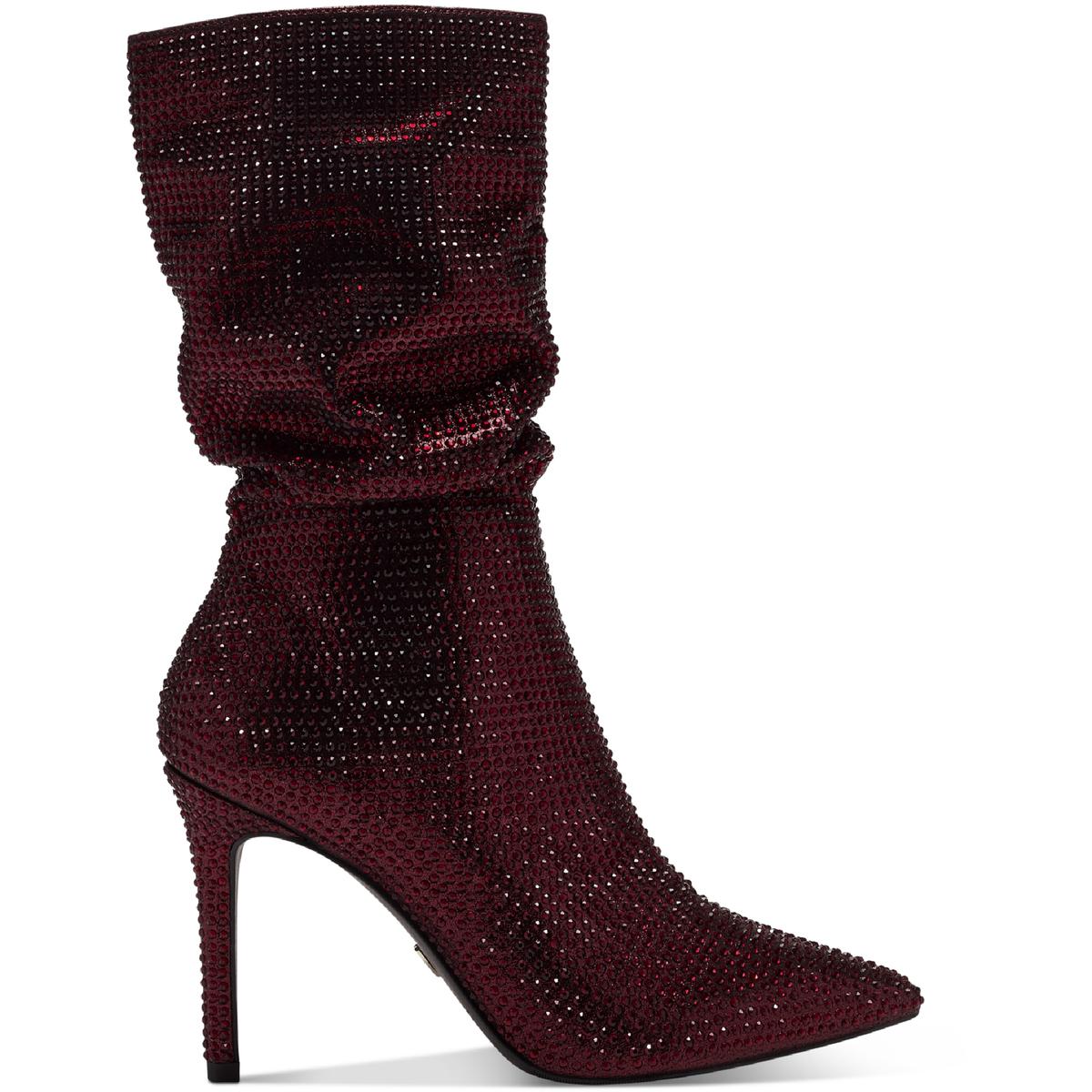 Raquell Womens Rhinestone Manmade Mid-Calf Boots
