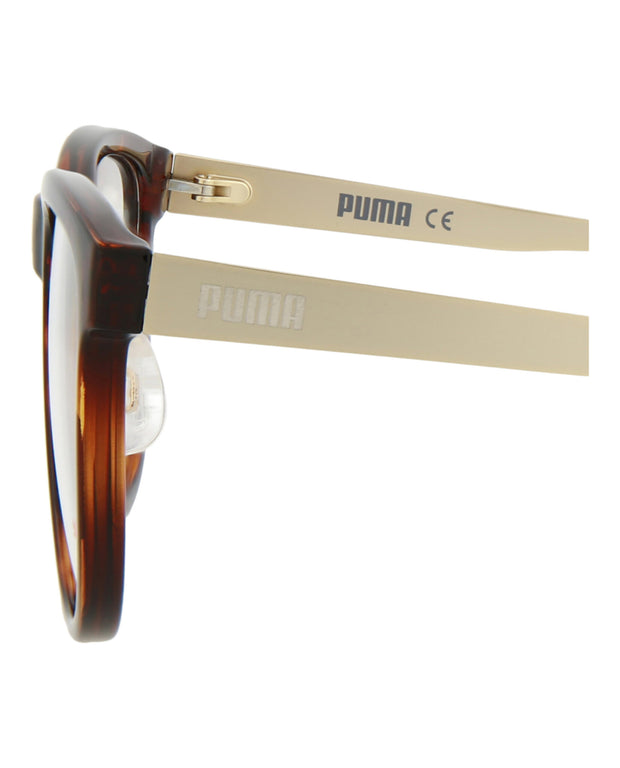 Puma Womens Round/Oval Havana Gold Transparent Fashion Designer Eyewear