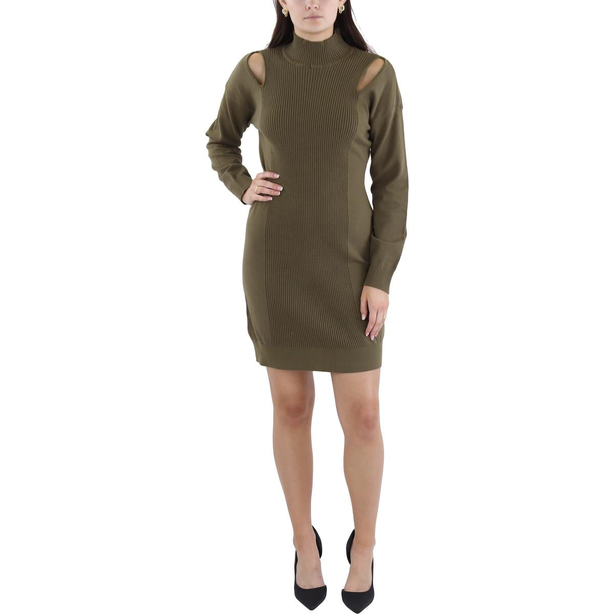 Womens Cut-Out Knit Sweaterdress