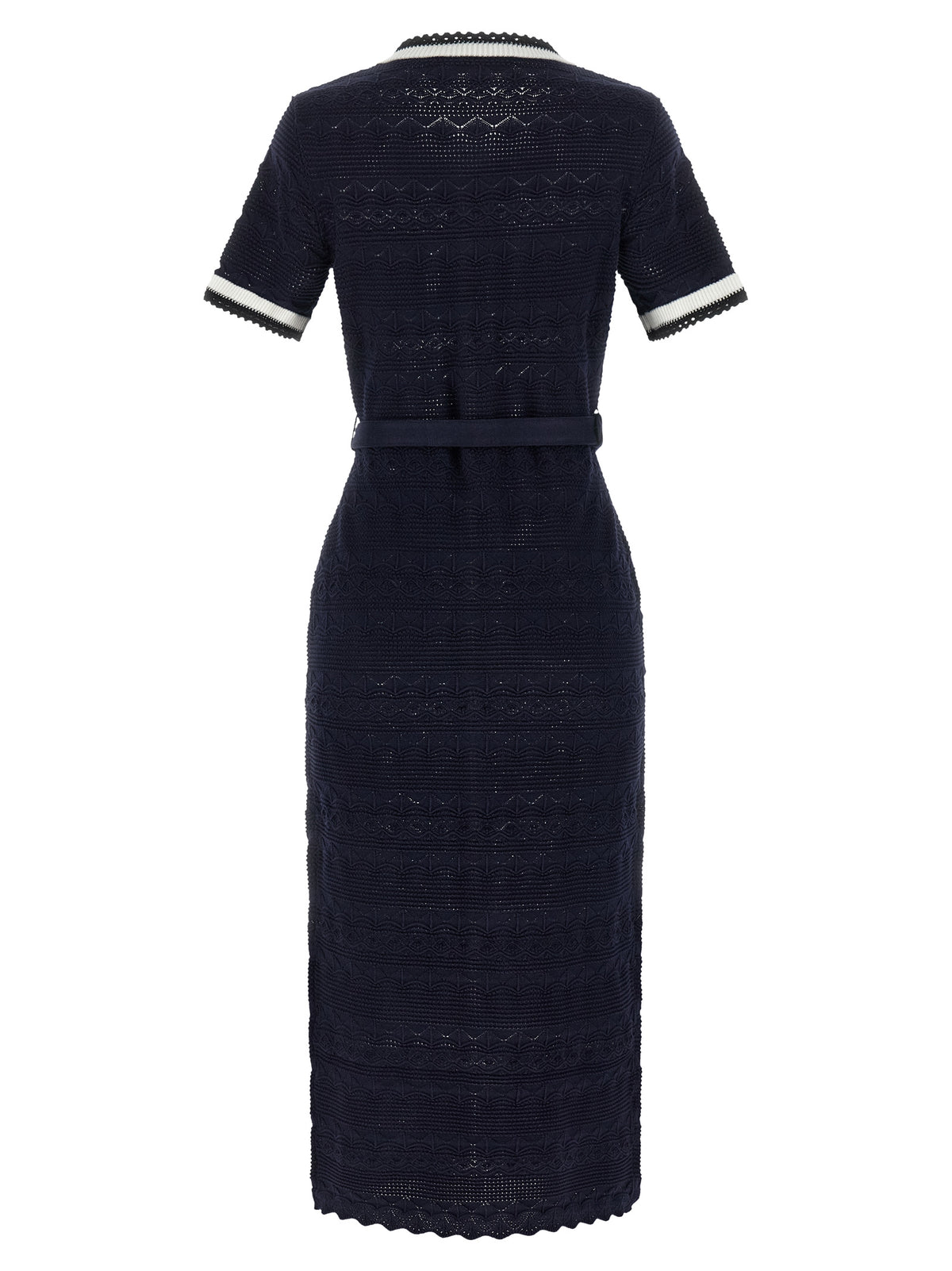 Self Portrait Women 'Navy Pointelle Knit Midi' Dress