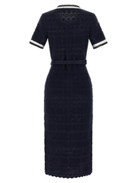 Self Portrait Women 'Navy Pointelle Knit Midi' Dress
