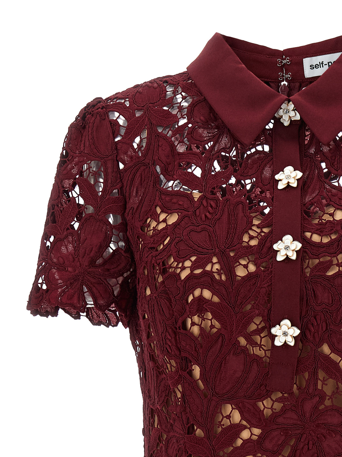Self Portrait Women 'Burgundy Lace Mini' Dress