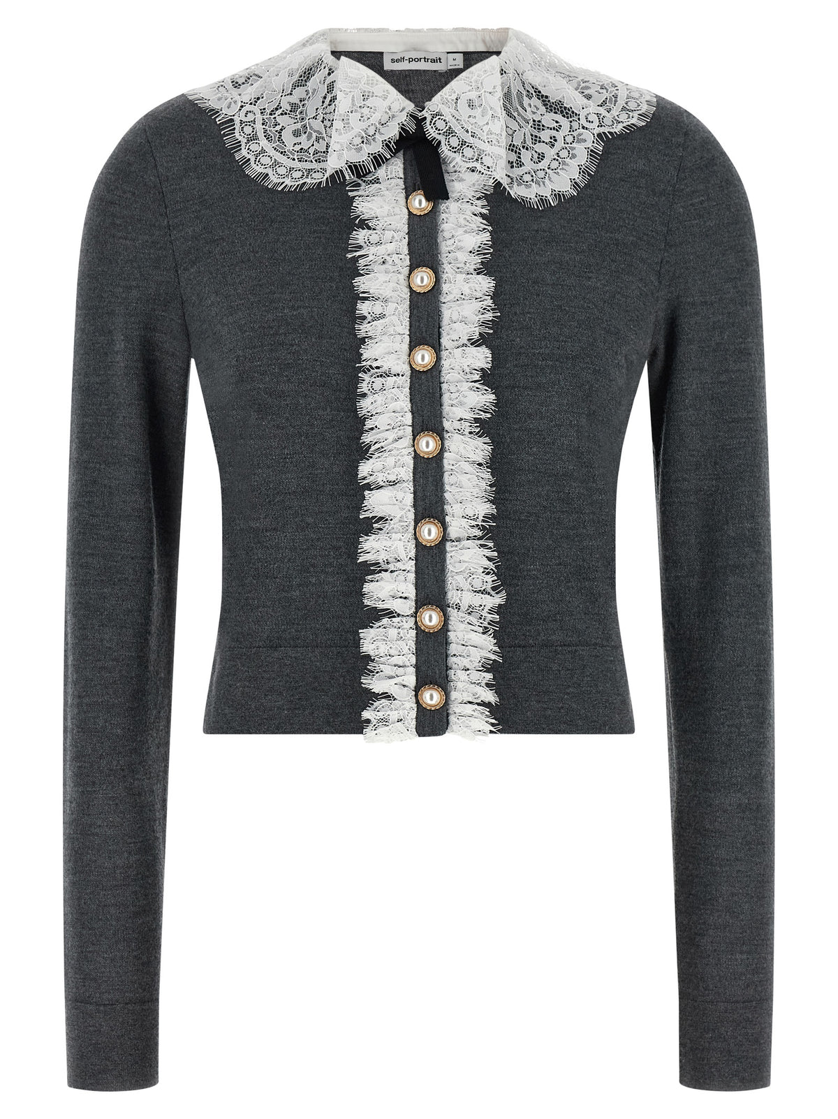 SELF PORTRAIT Self Portrait Women 'Grey Lace Collar Knit' Cardigan