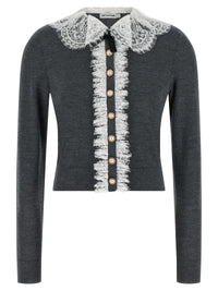 SELF PORTRAIT Self Portrait Women 'Grey Lace Collar Knit' Cardigan