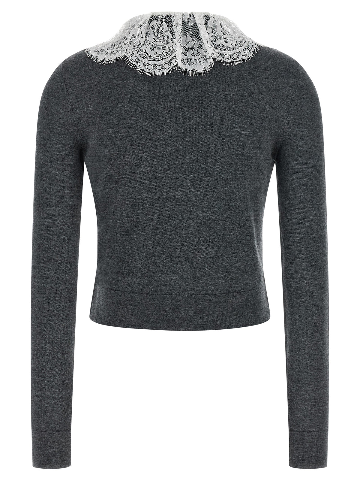 SELF PORTRAIT Self Portrait Women 'Grey Lace Collar Knit' Cardigan