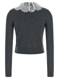 SELF PORTRAIT Self Portrait Women 'Grey Lace Collar Knit' Cardigan