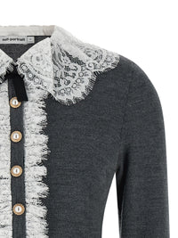 SELF PORTRAIT Self Portrait Women 'Grey Lace Collar Knit' Cardigan