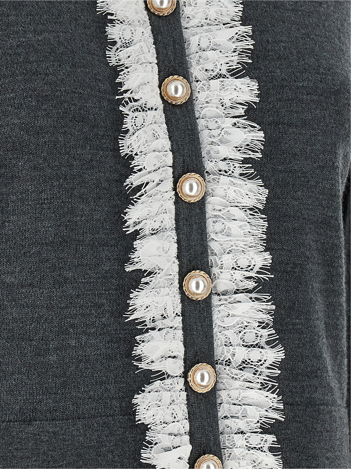 SELF PORTRAIT Self Portrait Women 'Grey Lace Collar Knit' Cardigan