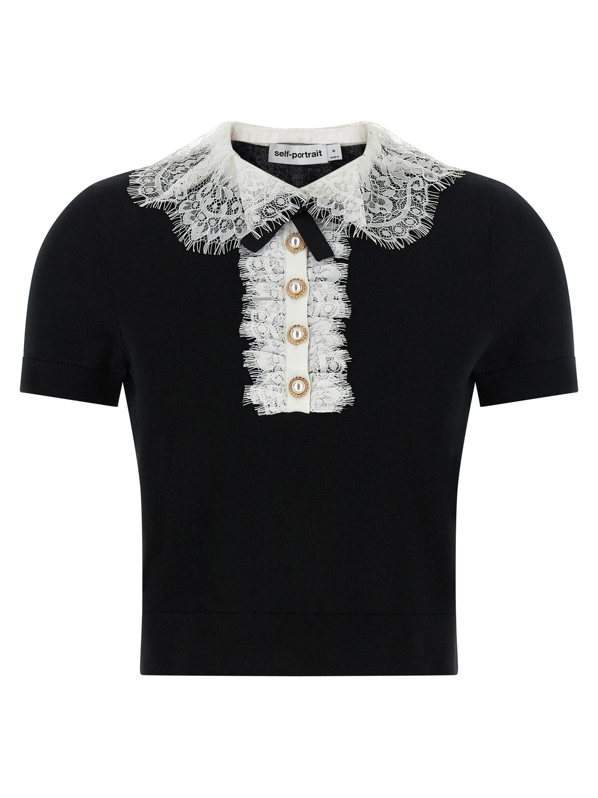 SELF PORTRAIT Self Portrait Women 'Black Knit Lace Collar' Top