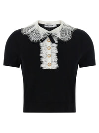 SELF PORTRAIT Self Portrait Women 'Black Knit Lace Collar' Top