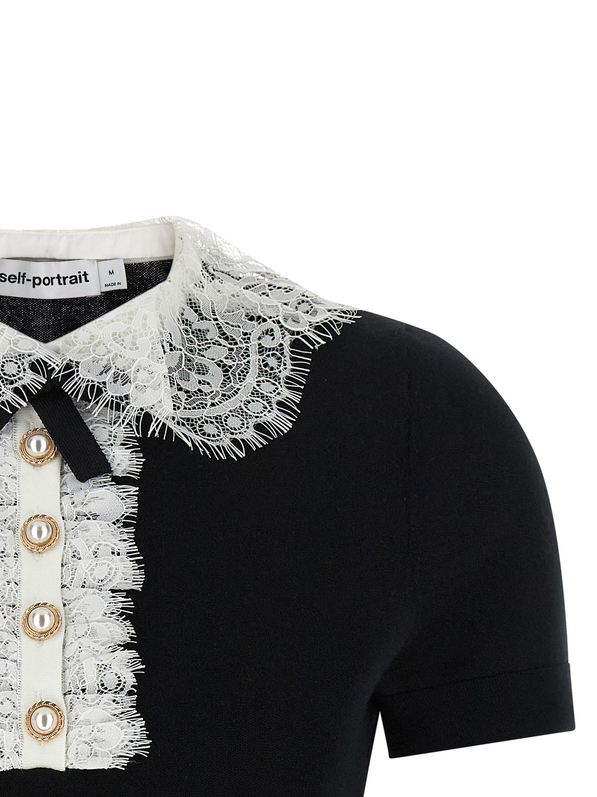 SELF PORTRAIT Self Portrait Women 'Black Knit Lace Collar' Top