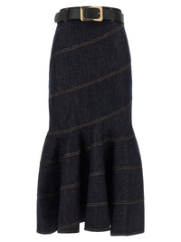 SELF PORTRAIT Self Portrait Women 'Indigo Denim Belted Midi' Skirt