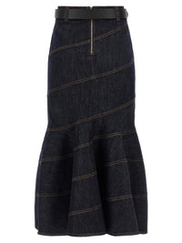 SELF PORTRAIT Self Portrait Women 'Indigo Denim Belted Midi' Skirt