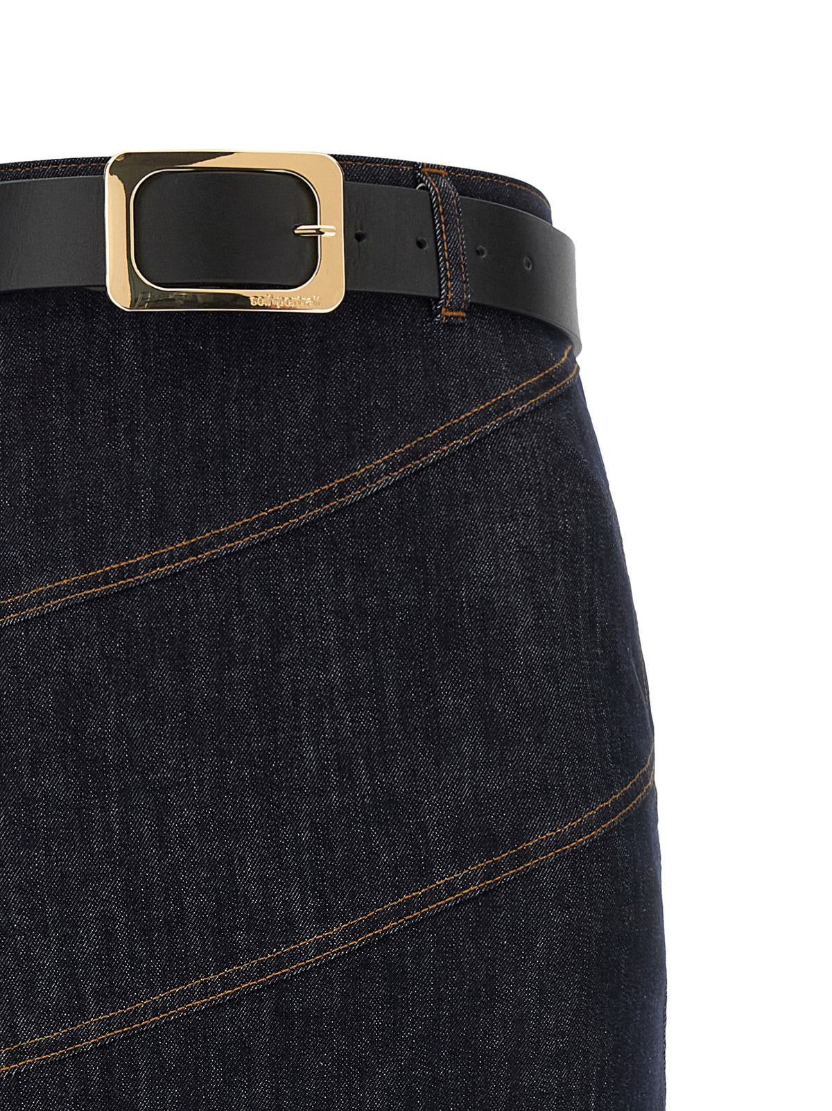 SELF PORTRAIT Self Portrait Women 'Indigo Denim Belted Midi' Skirt