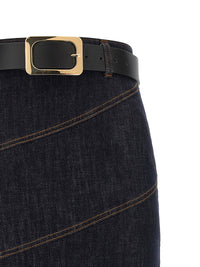 SELF PORTRAIT Self Portrait Women 'Indigo Denim Belted Midi' Skirt