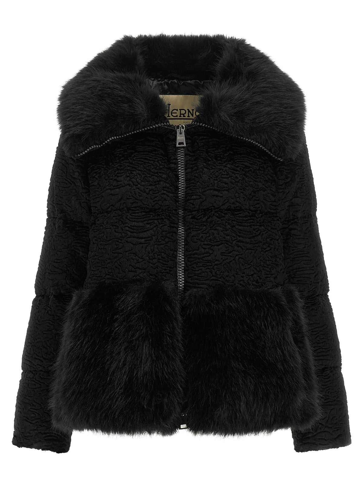 Herno Women Black Astrakhan Effect Jacket