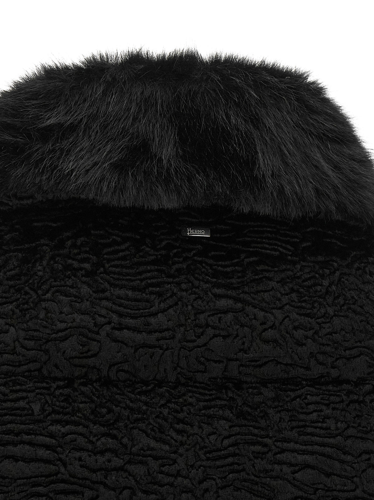 Herno Women Black Astrakhan Effect Jacket
