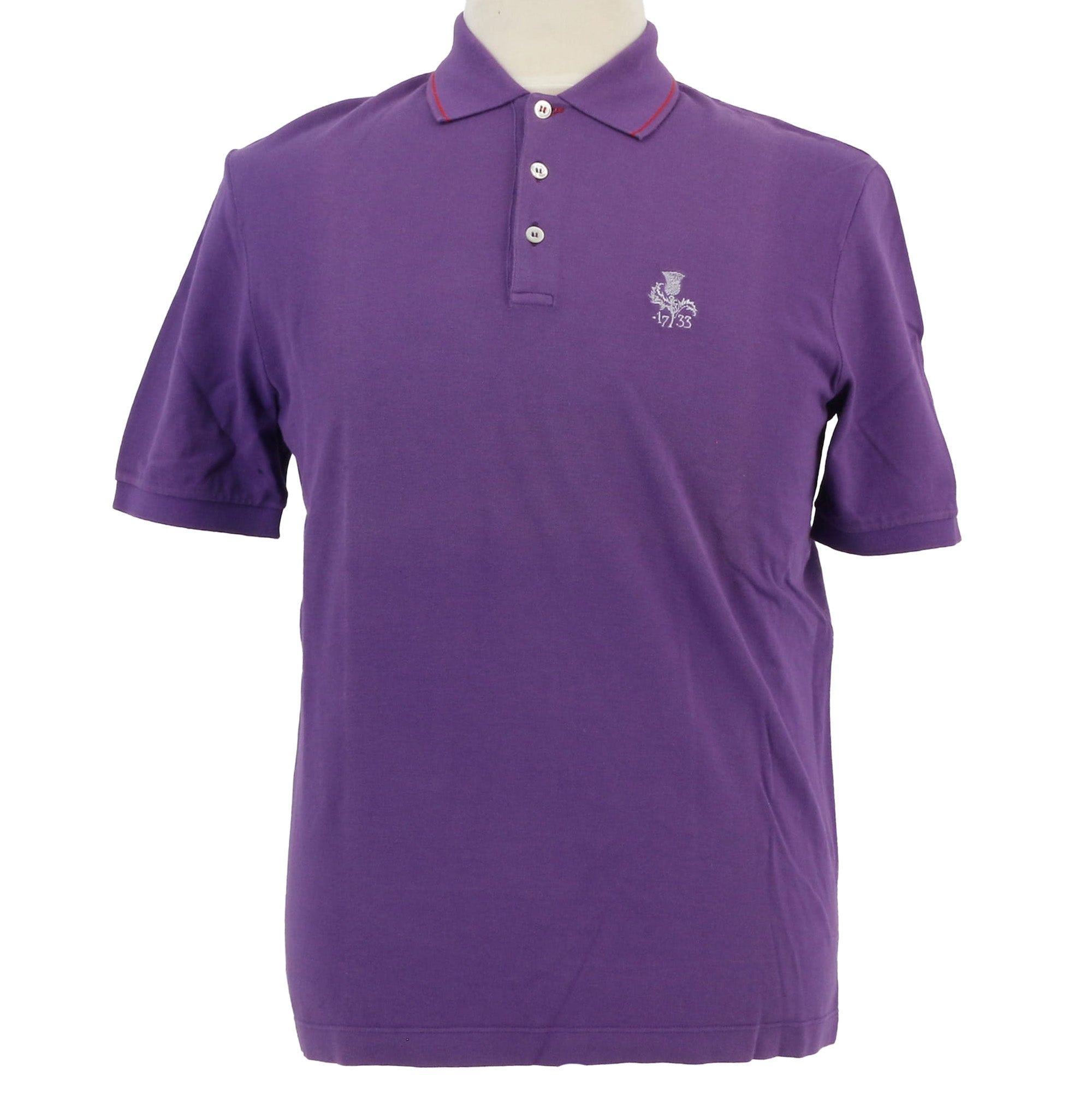 Piacenza Pure Cotton Purple Short Sleeve Polo Shirt-S