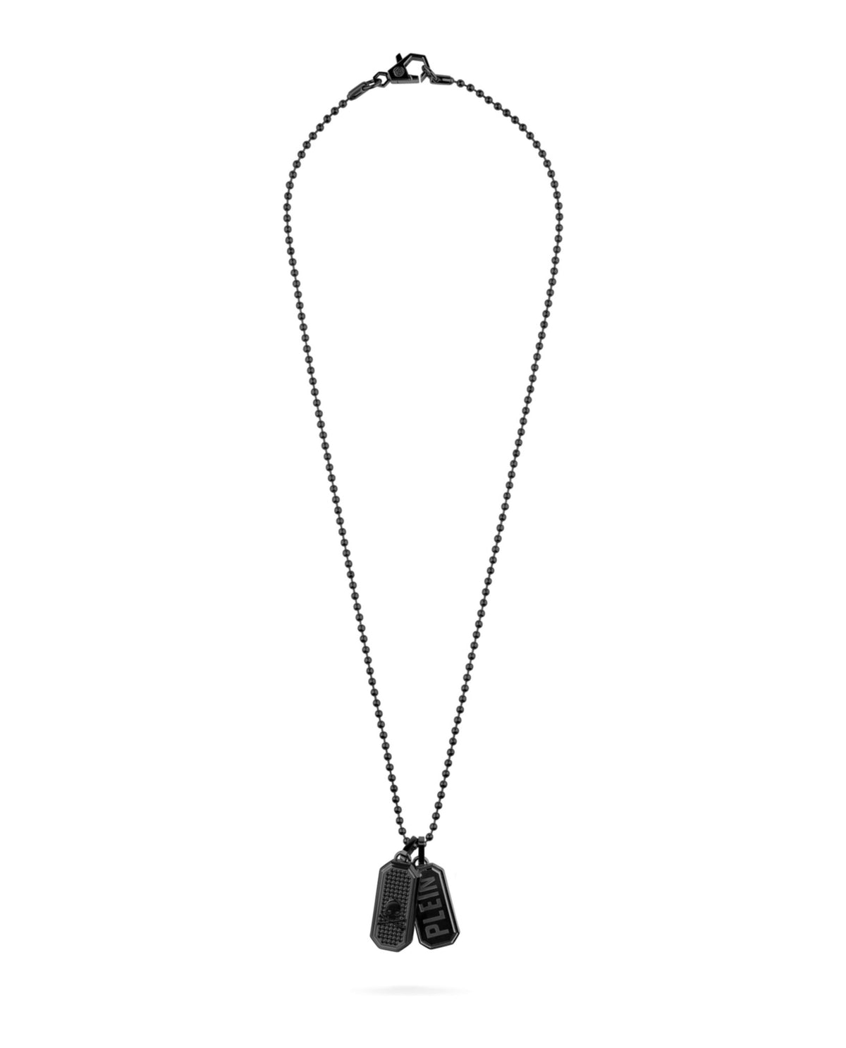 Philipp Plein Mens Plein Double Tag Bead Chain Necklace