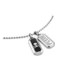 Philipp Plein Philipp Plein Mens Plein Double Tag Bead Chain Necklace
