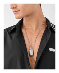 Philipp Plein Philipp Plein Mens Plein Double Tag Bead Chain Necklace