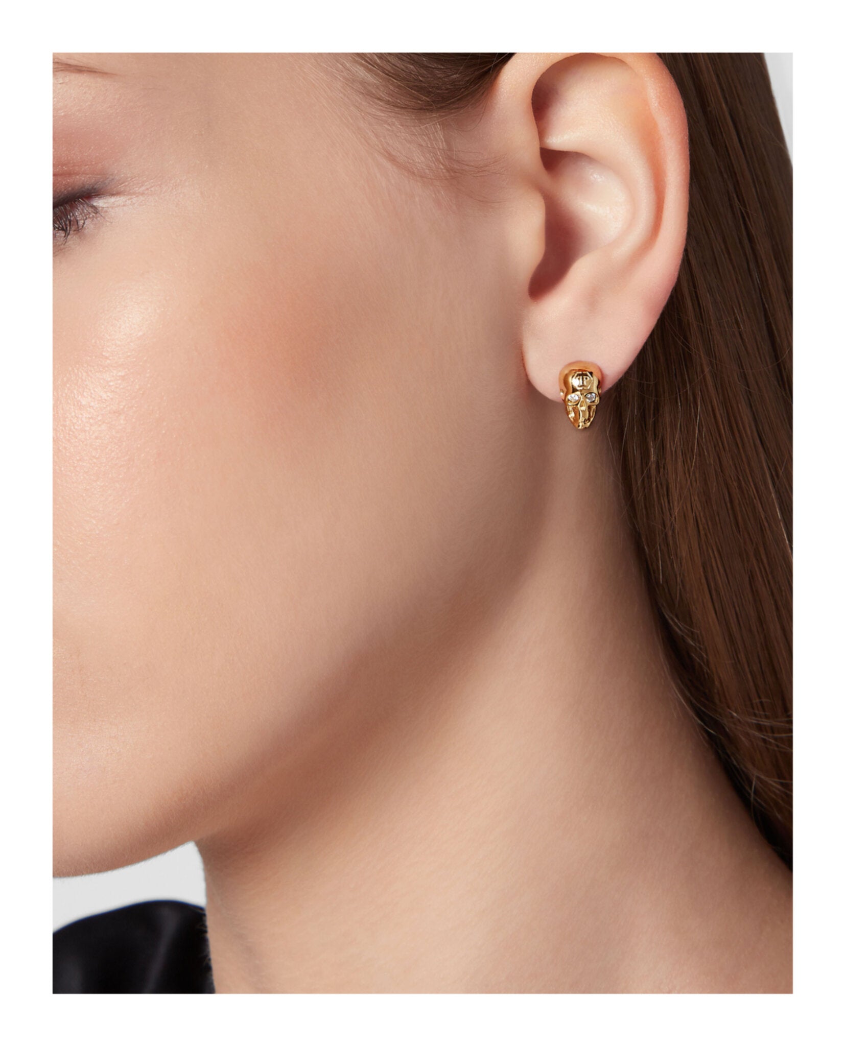 Philipp Plein Womens Lettering Crystal Stud Earrings