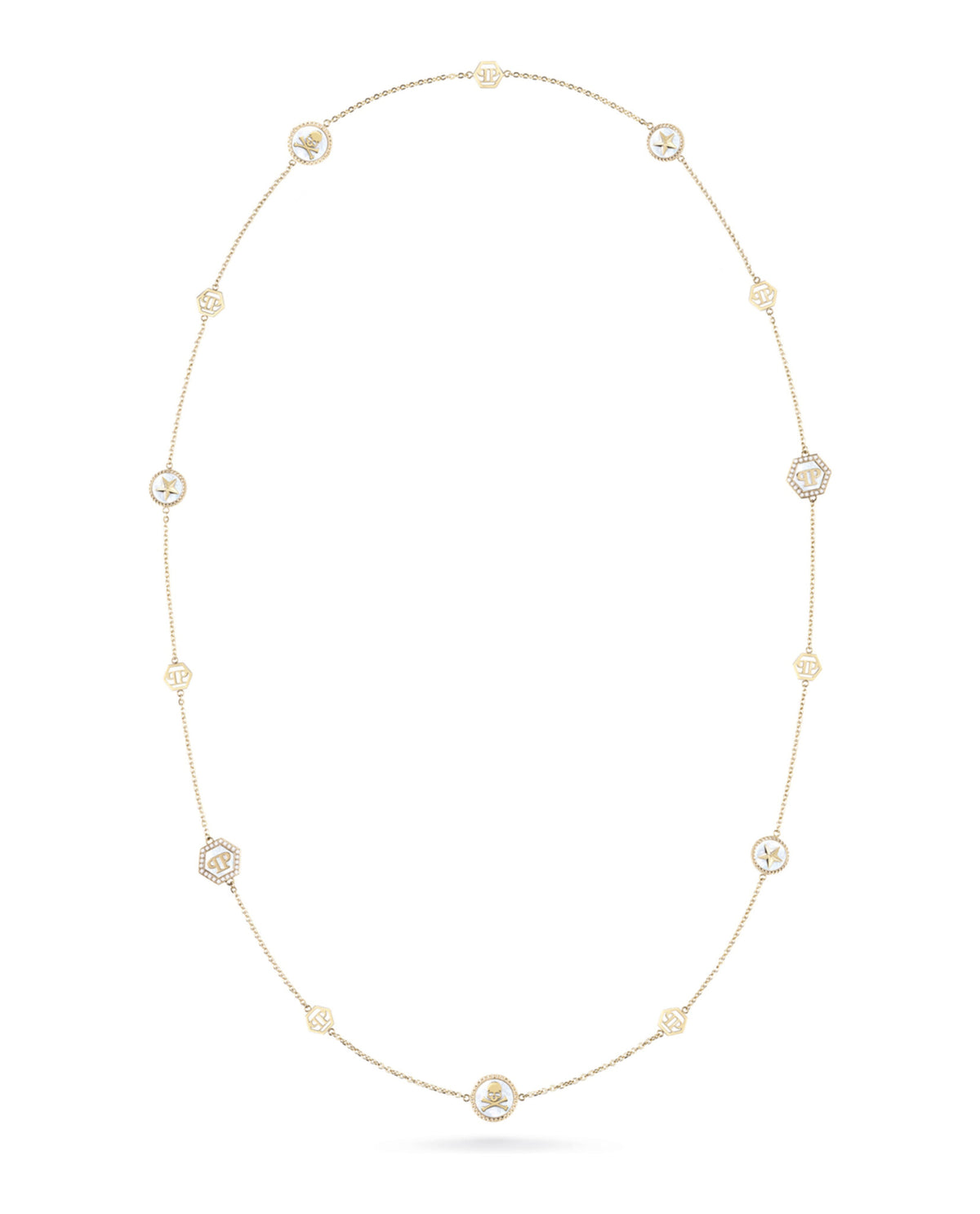 Philipp Plein Philipp Plein Womens Plein Mini Logo Crystal Cable Chain Necklace