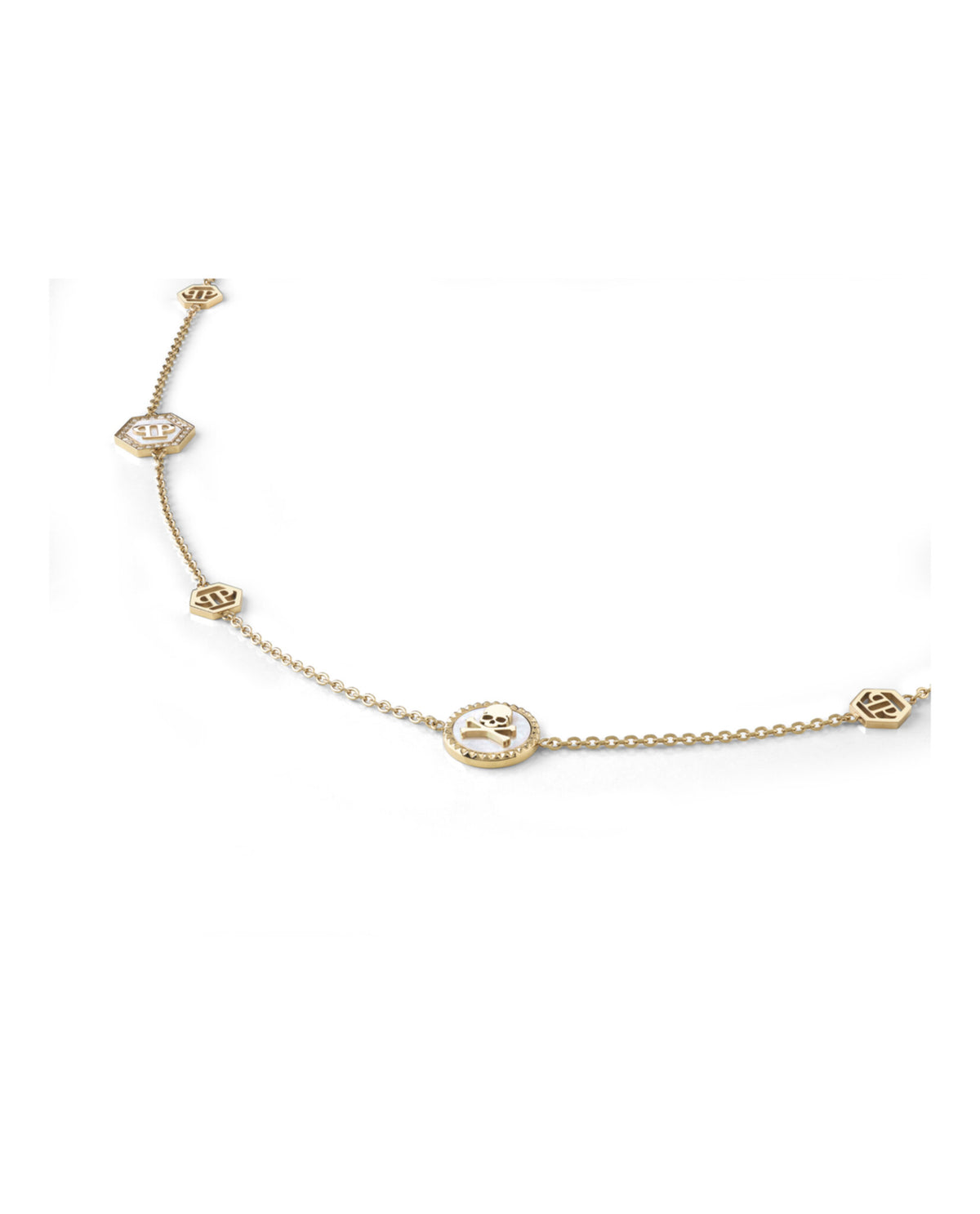 Philipp Plein Philipp Plein Womens Plein Mini Logo Crystal Cable Chain Necklace