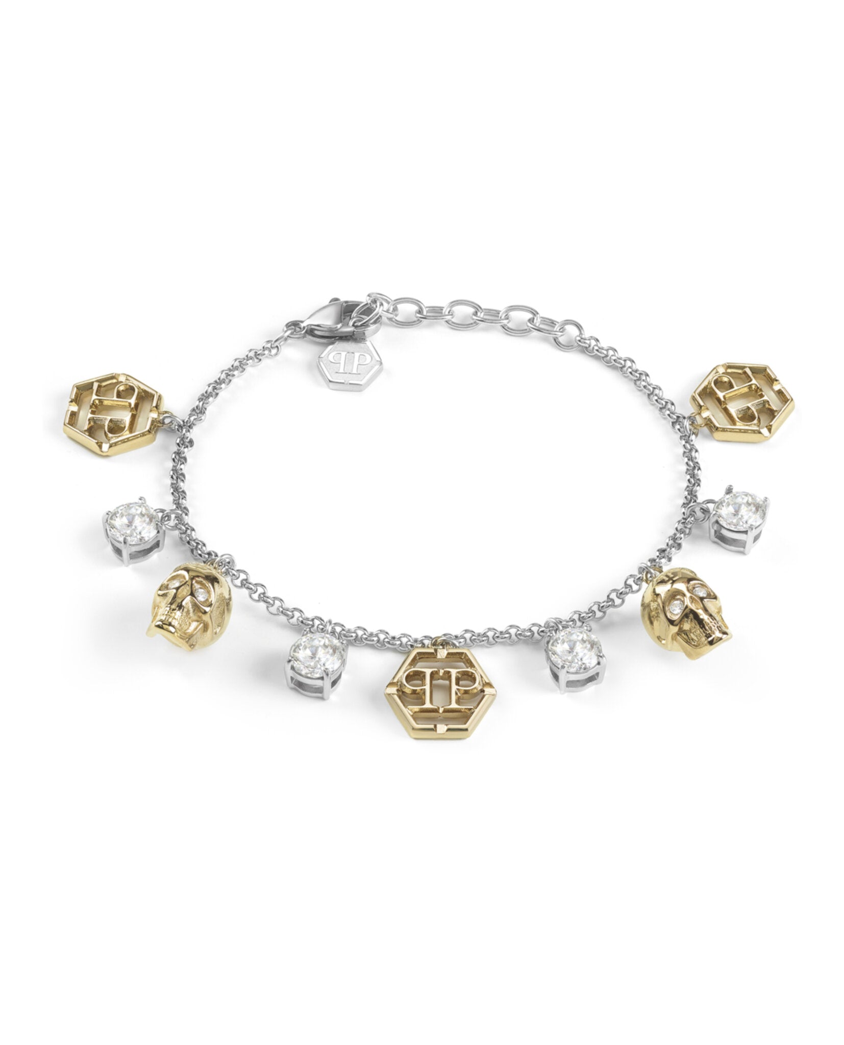 Philipp Plein Womens 3D $kull Crystal Cable Chain Bracelet