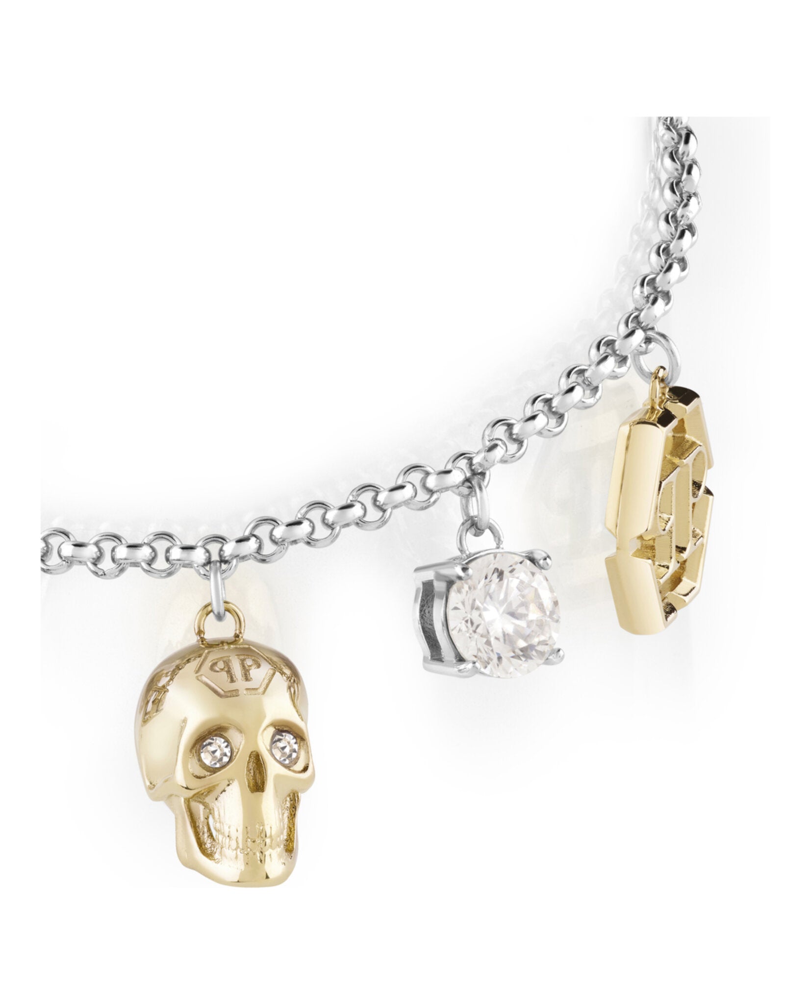 Philipp Plein Womens 3D $kull Crystal Cable Chain Bracelet